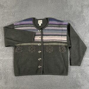 Vintage Woolrich Sweater Womens XL‎ Green Cardigan Knit Wool Hong Kong